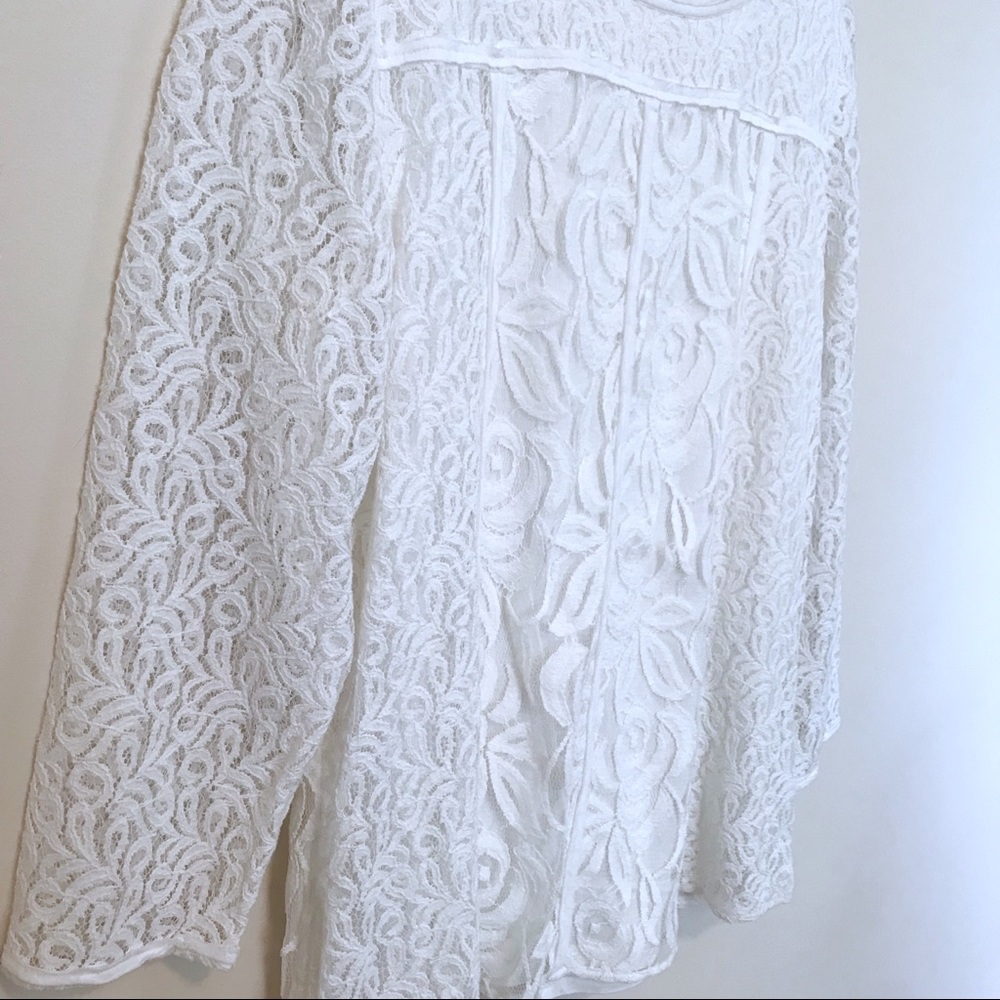 SOLD EUC Chico’s White Knit Long Sleeve Lace Top S - Picture 2 of 7